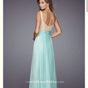 La Femme #20709 NWT size 12 sea-foam green sequin/lace/chiffon